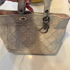 Dior Quilted Satchel in Light Beige with Silver Hardware